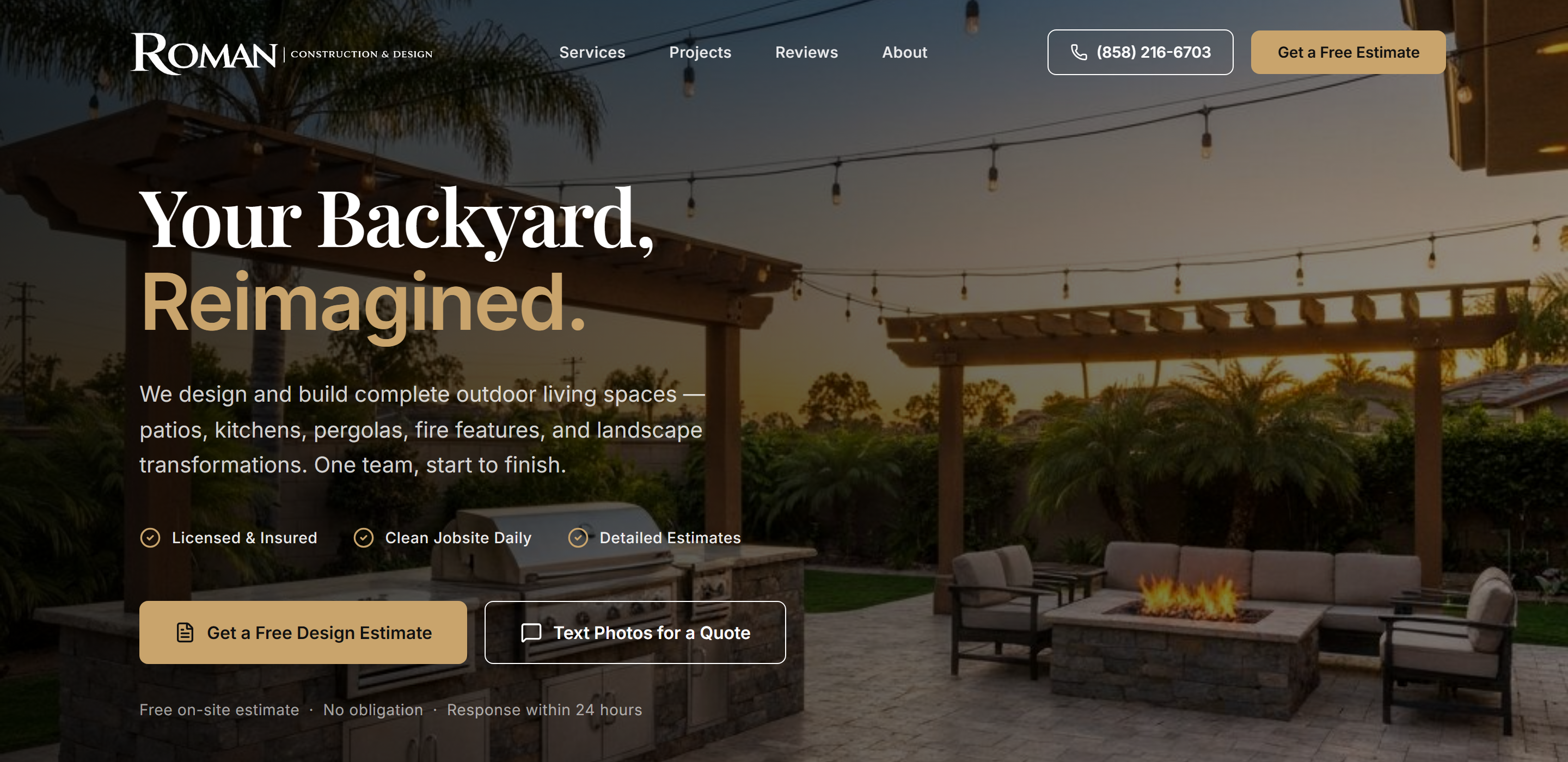 Roman Construction & Design website screenshot